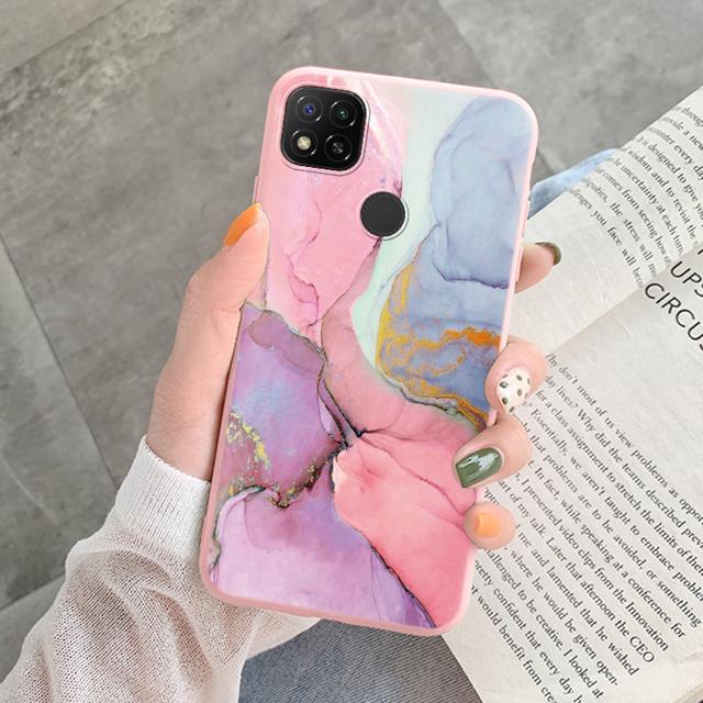 Marmurowy wzór etui na telefon do Redmi 9C 9 C NFC 10A 10 A pokrowiec ochronny różowy silikonowy miękki Funda do Xiaomi Redmi 9C Coque