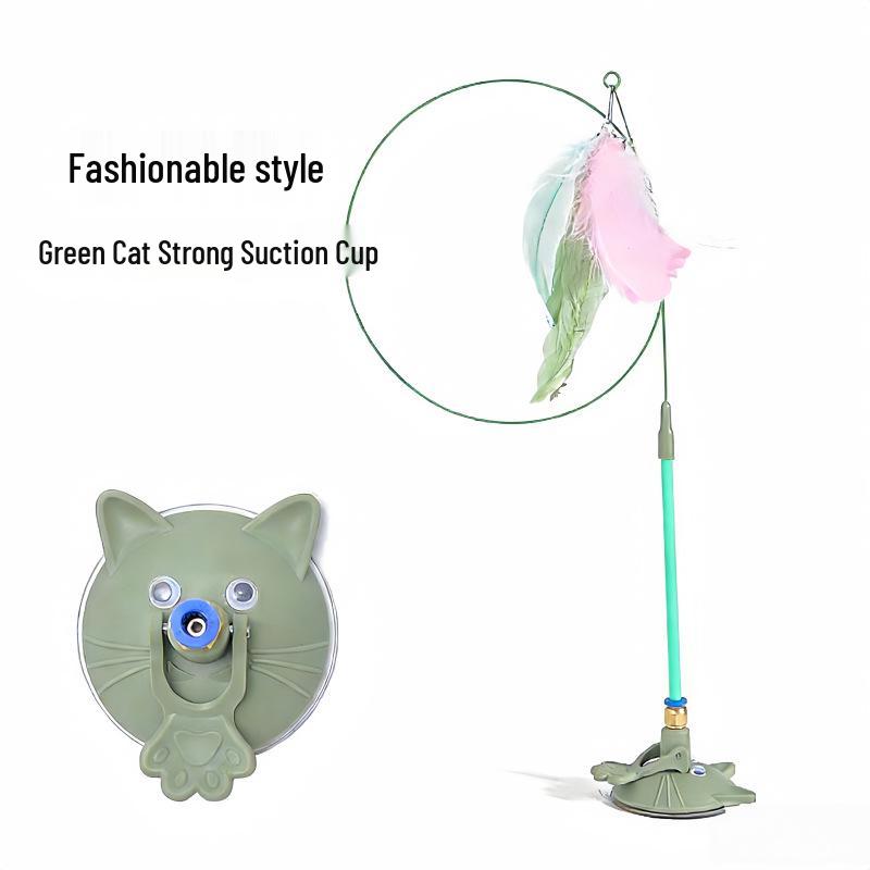 Long Rod Steel Wire Feather & Bell Cat Teaser - Durable Bite-Resistant Interactive Toy