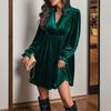 Women's Casual And Fashionable Long Sleeved V-neck Snowflake Print Dress