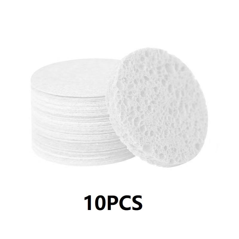 10 packs of compressed facial sponges, suitable for daily cleansing and gentle exfoliation, 100% natural cellulose beauty sponge