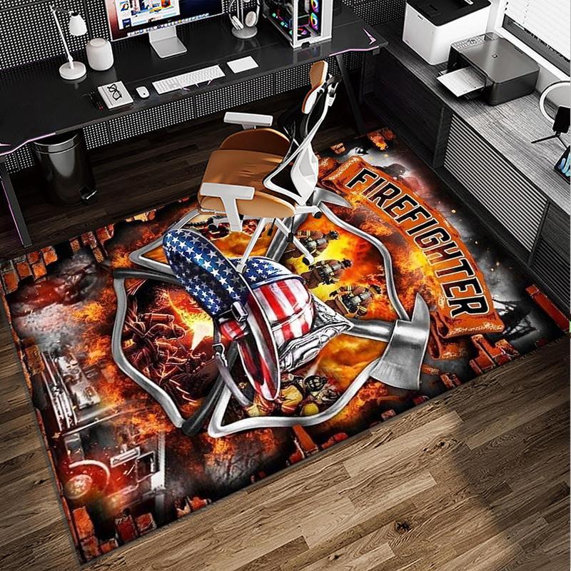 Firefighter Bravery In Action Office Rug Chair Mat, Entryway Carpet, Suitable for Front Door, Bedroom, Living Room, Desk, Holiday Gift
