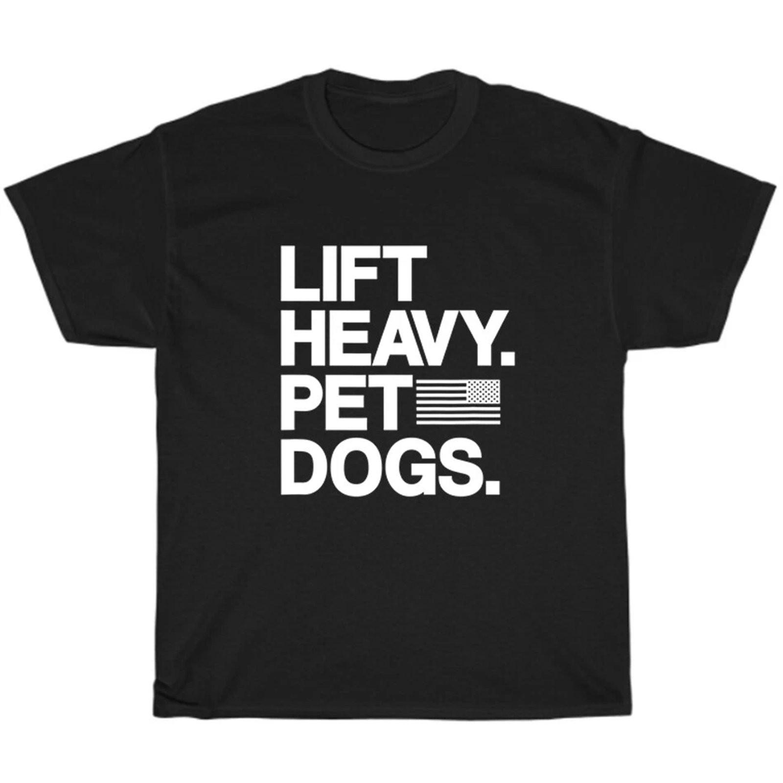 Lift Heavy Pet Dogs Gym Weightlifting American Flag T-Shirt Unisex Graphic Tee XXXXL