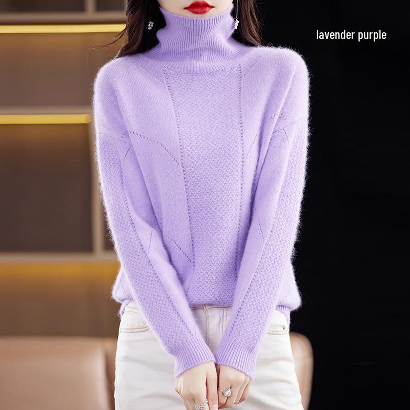 Mink Cashmere High-Neck Loose Pullover: Women's Thick Knit for Autumn/Winter 2025
