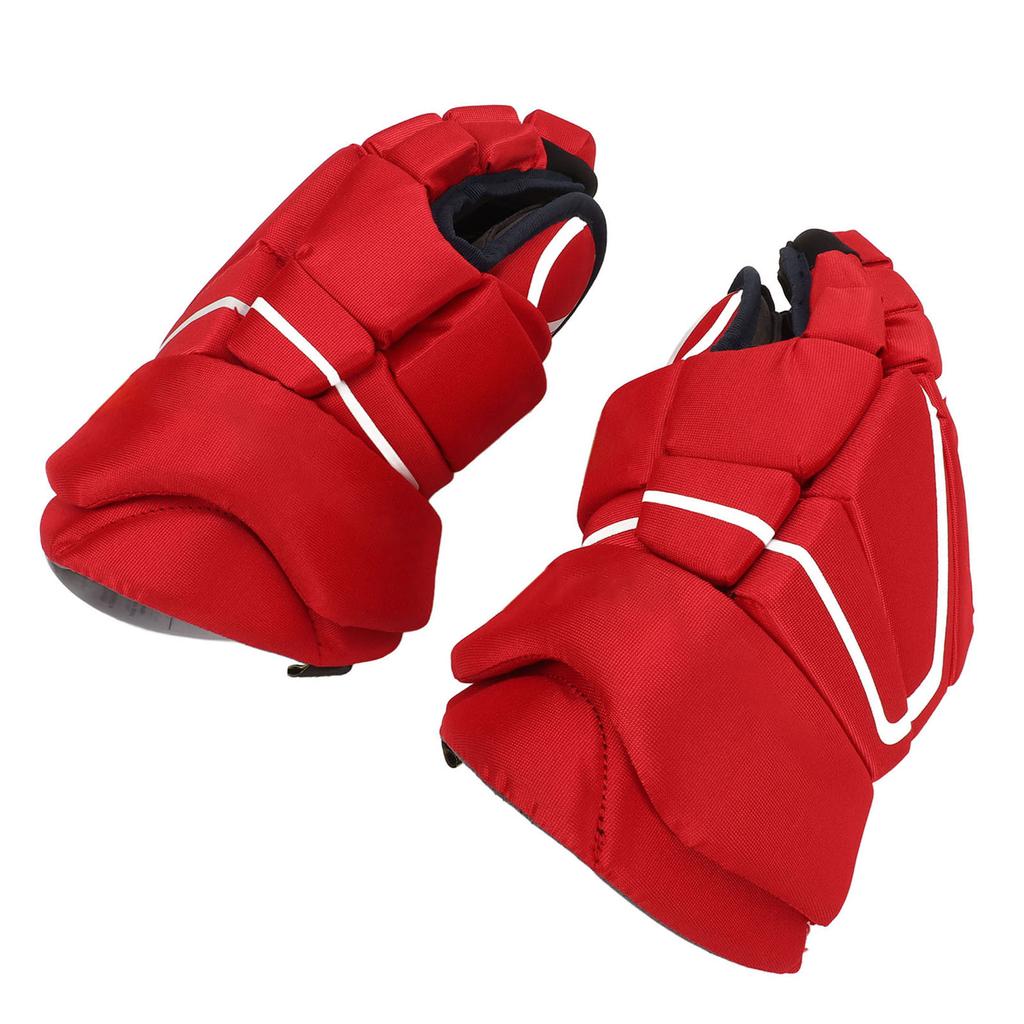 1 Pair Red Ice Hockey Gloves Hand Protection Adult Ice Hockey Gloves for Roller Skating 8 inches