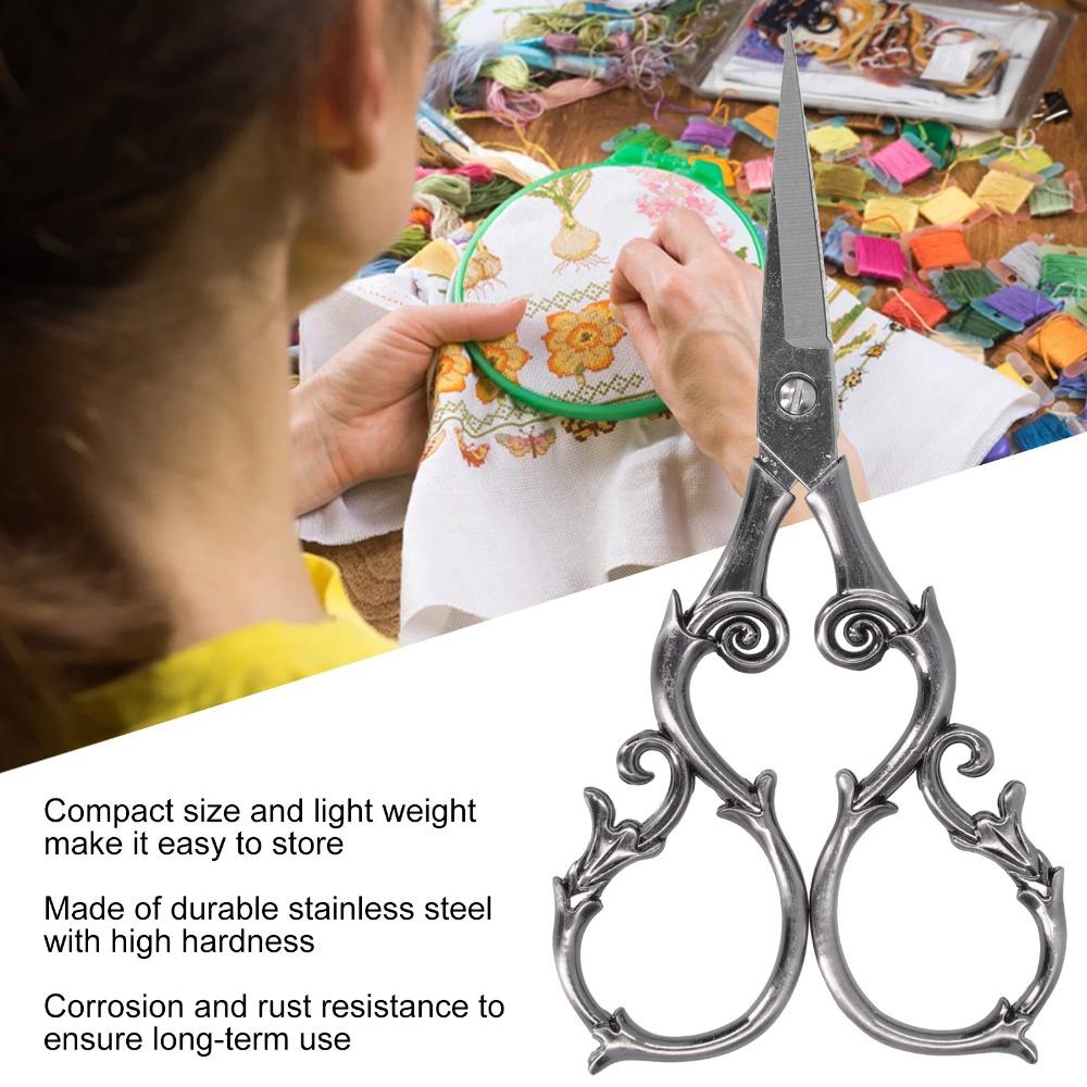 Retro Scissors Stainless Steel Gourd Shape DIY Vintage Small Embroidery Cutting ToolsGray Silver