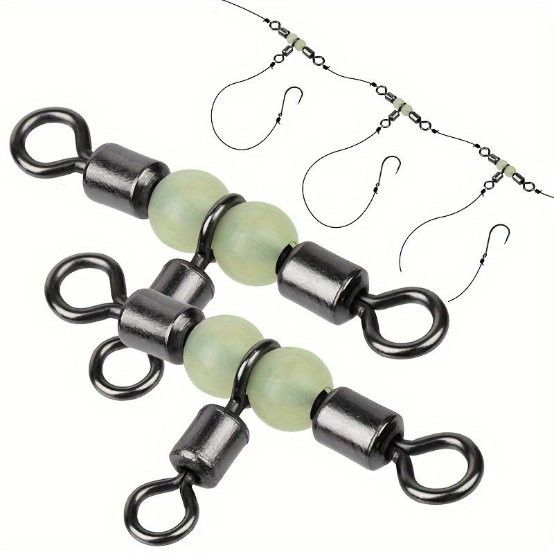 50pcs T-Shaped Fishing Swivel Rings, Copper Line Hook Connectors, Fishing Tackle Accessories