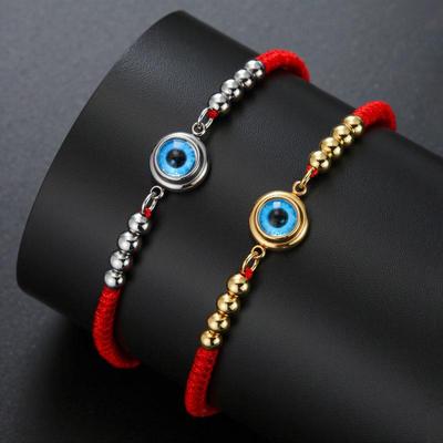 Evil Eye Adjustable Rope Bracelet with Pendant
