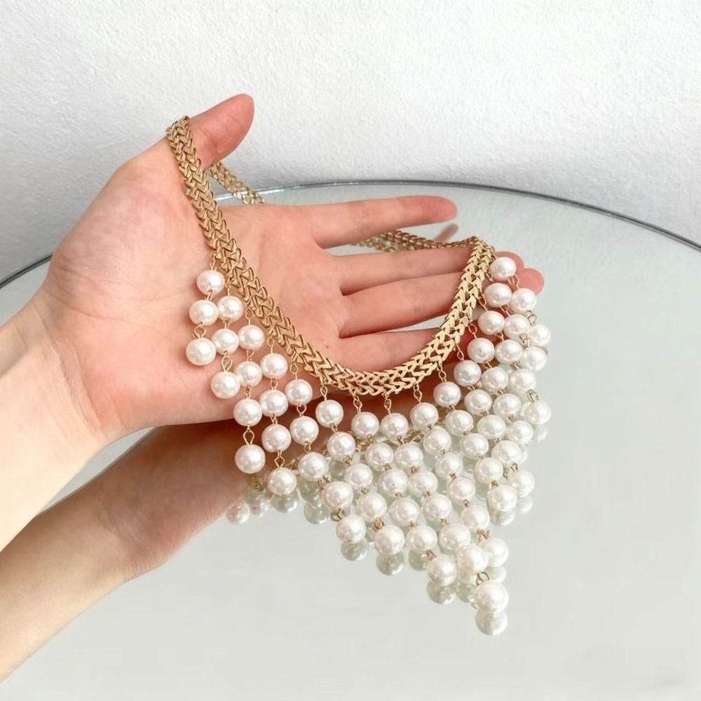Sweater Chain Clavicle Chain Women Adjustable Imitation  Pearl Necklace  Gifts