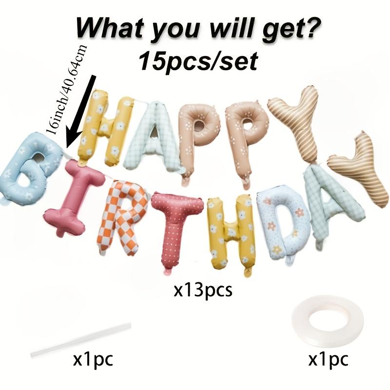 16-Zoll Happy Birthday Buchstaben-Ballon-Set, Party-Szene Dekoration Hintergrundwand, Wiederverwendbar, Feiertagsgeschenk Verlosung