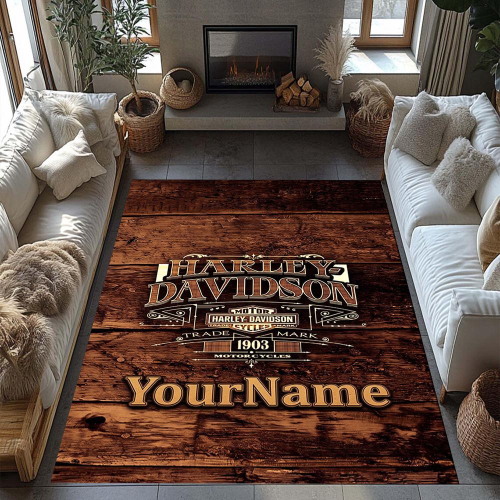Harley-davidson Motorcycles Personalized Name Floor Mat Suitable for Dormitory Balcony Entryway Foyer Anti-slip Rug Office Home Decor