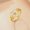 Bague Fleur en Acier Inoxydable Avec Zircon Transparent Bagues pour Femmes Alliance Bijoux Bohèmes Cadeau d'Anniversaire