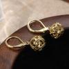 Exquisite Hand Carved Hollowed Ball Dangle Earrings for Women's Elegant Pendant Banquet Jewelry Accessories Crafts Gifts