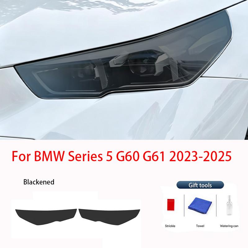 Fit For BMW 5 Series G60 G61 -2025 Transparent Smoked Black TPU Headlight Film UV Resistant Pre Cut Full Coverage Protective