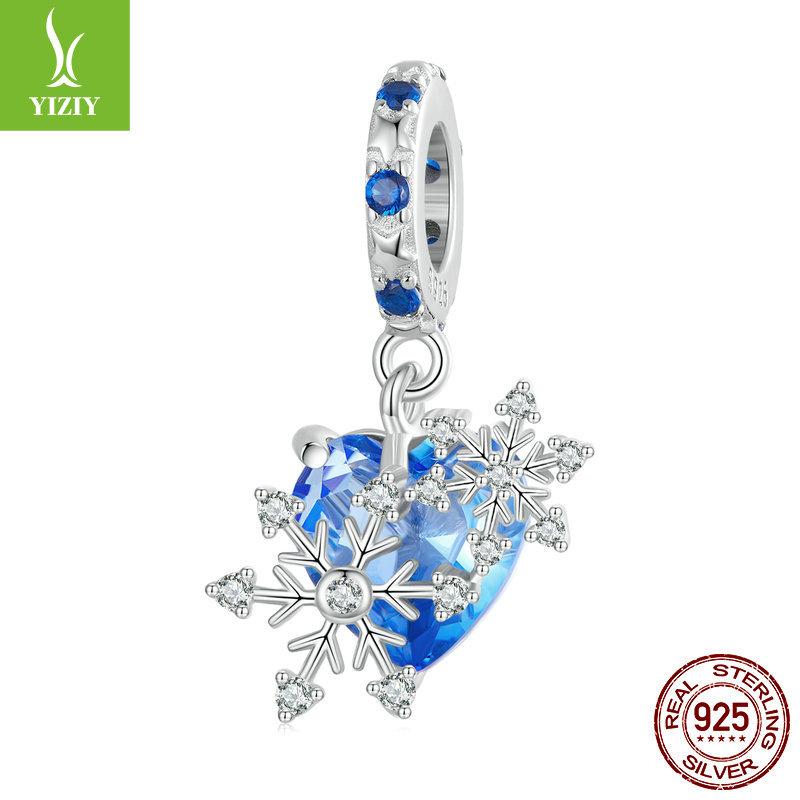 Winter Snowflake Diy Bracelet Beaded Accessories, Christmas S925 Silver Pendant