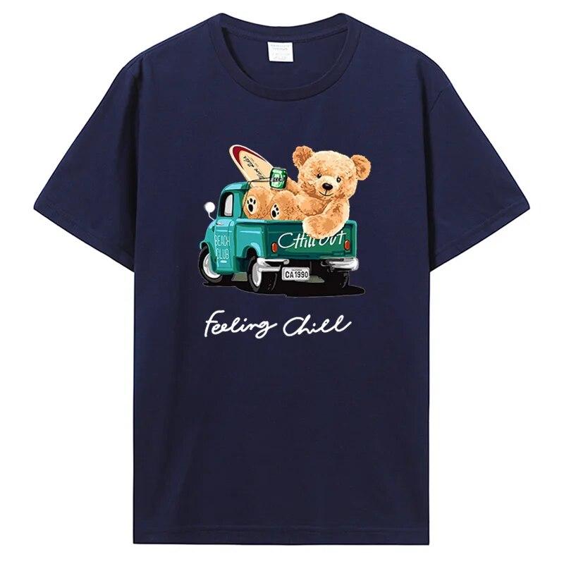 Teddy Bear T Shirt Funny Cotton Short Sleeve Graphic T Shirts Unisex Women Harajuku Clothing Summer Unisex's Oversize T-shirt Tees
