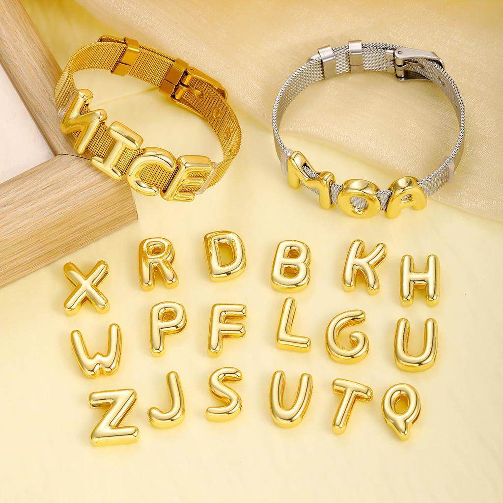 26 Engelse Alfabet Verstelbare Stalen Armband - 10mm Horlogeband Hand Sieraden