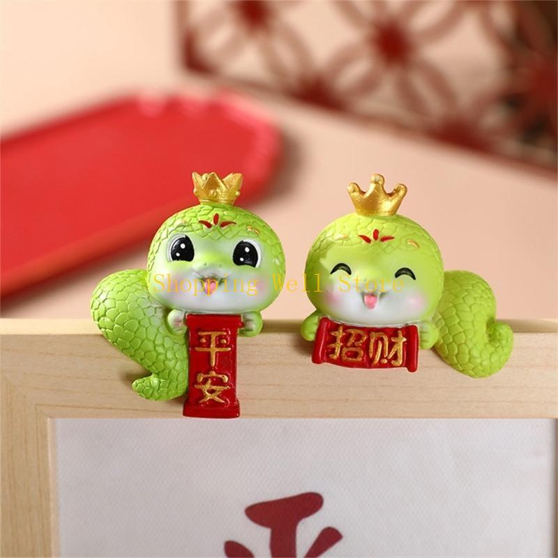 KX4B Chinese Snake Year Mini Resins Snake Delicate Funny Snake Figurine Decoration