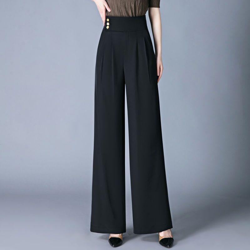 

2025 Versatile Drooping High Elastic Middle-agedC High-waisted Large-size Women s Spring Summer Casual Pants XXL чорний
