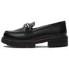 Leather Round Toe Slip-On Loafers 3.5cm Women Loafers Black 261663024