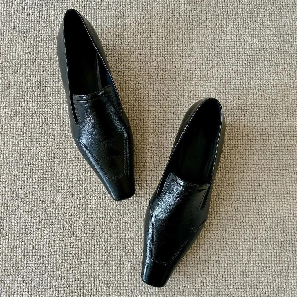 Versatile Low Heel Square Toe Slip-On Women's Shoes Fashionable Rubber Upgraded Comfortable Spring Autumn Collection