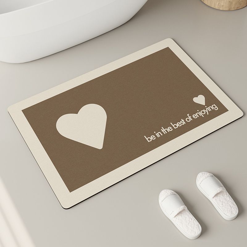 Cream Wind Bathroom Floor Mat, Real Diatom Mud Absorbent Mat, Quick-drying Toilet Door Carpet, Toilet Non-slip Foot Mat