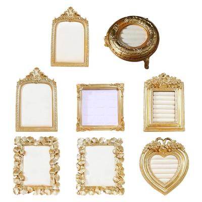 Eleganter goldener Fotorahmen Schmuck-Präsentationsablage Harz Ohrringhalter Organizer für Heim- und Ladendekorationen