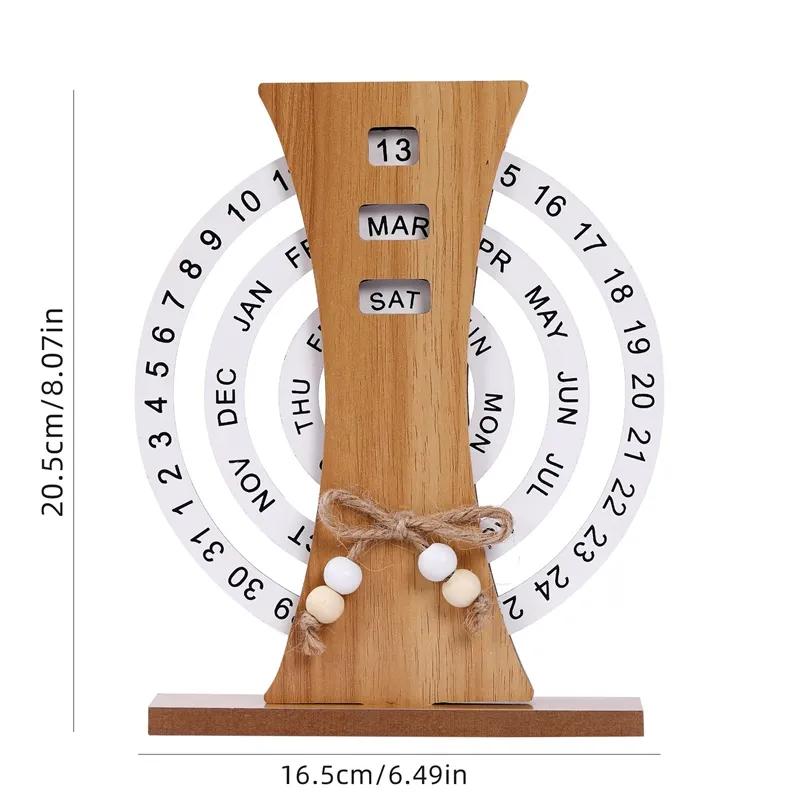 Wooden Creative Calendar Perpetual Calendar Home Decoration Office Desktop Decoration Manual Rotating Desk Calendar YLE324
