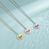 Teamer Stainless Steel Birth Month Flower Necklace Custom Name Round Pendant Necklace for Women Special Valentine Jewelry Gift