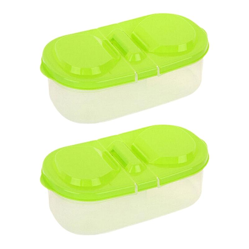 Clear Lid Double Compartment Food Storage Container Plastic Snacks Keepers For Kids Travel And Daily Use
