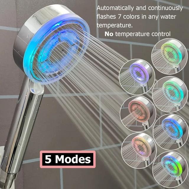 New Temperature Control 3/7 Color Changing LED Anion SPA Shower Head Water Saving Handheld Bathroom Home Innovative Accessories