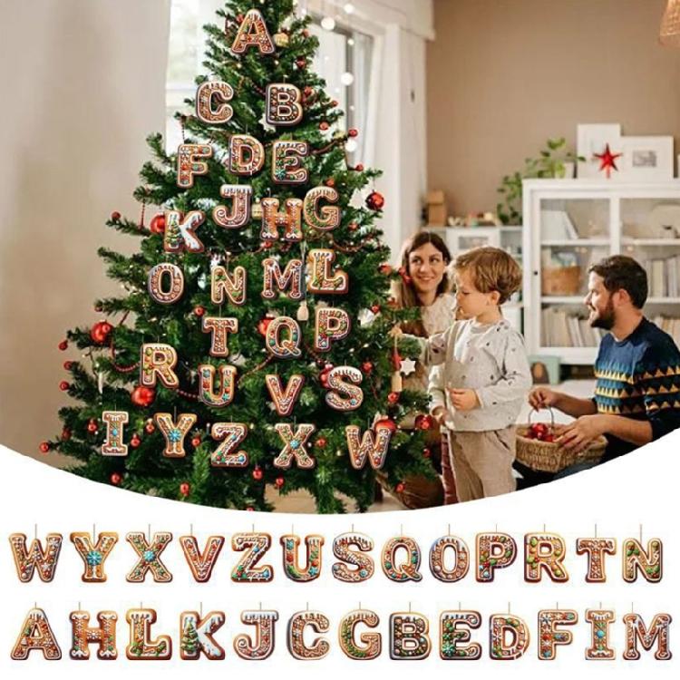 Child Safe Acrylic Christmas Letter Ornament Gingerbreads Homes Decors For Car Homes Decoration Holiday Party Accessory