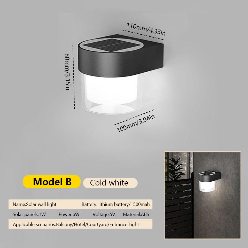1Pc  LED Wall Lights Outdoor Solar Lamp  Solar Powered Sunlight Street Light Garden Courtyard Waterproof Wall Light