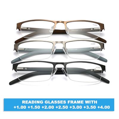 Metal Semi-Rimmed Spring Leg Reading Glasses for Seniors Comfortable Leisure Bifocal Eyeglasses +100 To +400 Degrees