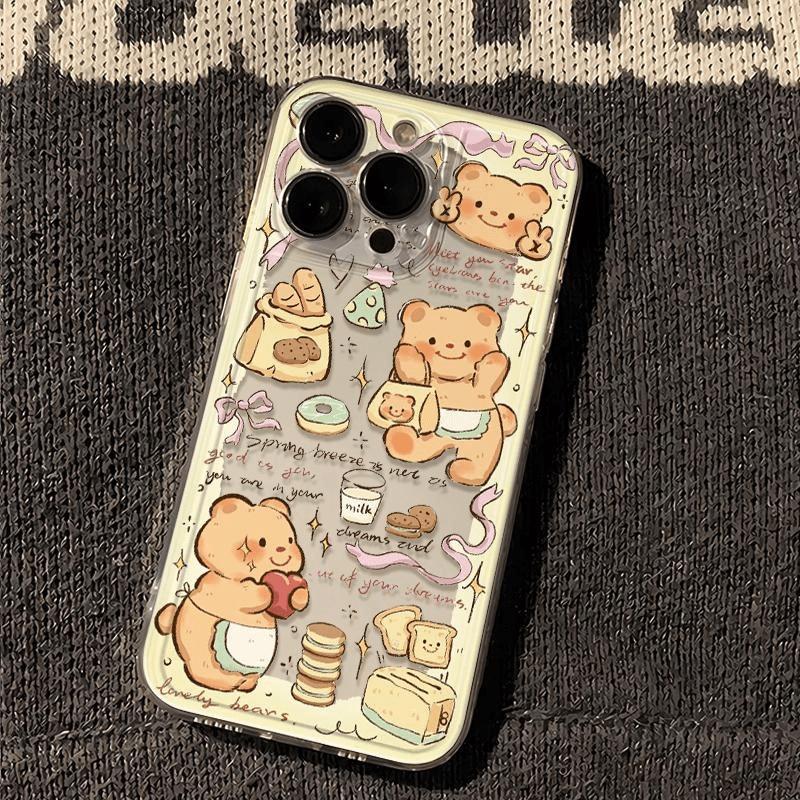 

Cartoon Transparent Couple Phone Case 16 for IPhone15 Butter Bear Protective Case 13 for Apple 12 Space Case For iPhone 17PROMAX