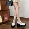 Fashion Women's Shoes Fashion Loafers Round Toe Buckle Platform High Heels Shoes PU Leather British Retro Dresses French Mary Jane Shoes
