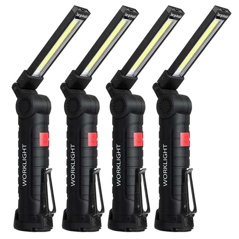 Portable COB Work Light USB Rechargeable LED Flashlight Inspection Lamp with Magnetic 5 Lighting Modes for Night Work Camping