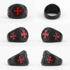 Anelli Uomo Acciaio Inossidabile Nero Croce Rossa Religione Punk Hip Hop per Ragazzo Fidanzato Gioielli Biker Regalo Creativo