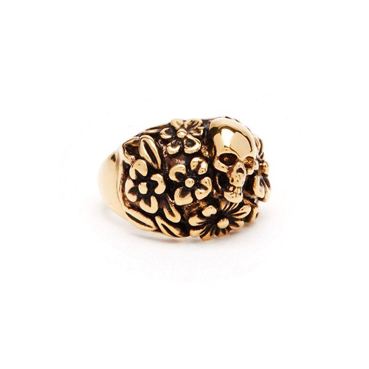 Alexander McQueen Floral Skull Ring Women jewelry Gold 757457-J160T-0448 13