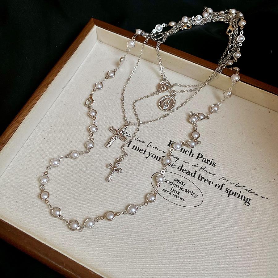 French Vintage Baroque Pearl Necklace Summer Niche Premium Sense Clavicle Chain Light Luxury Versatile Necklace Women