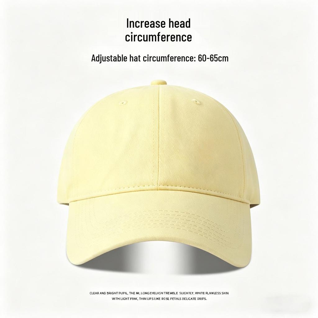 "65cm Unisex Solid Color Baseball Cap with Soft Top, Deepened and Widened Brim for a Slimmer Face Look."