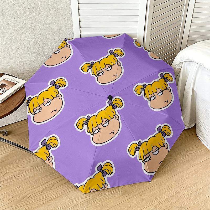 Cartoon Face Portable 3 Folds Umbrella Portable Windproof Folding Rain Umbrella For Travel Outdoor Sun Protection Travel Outdoor Gift