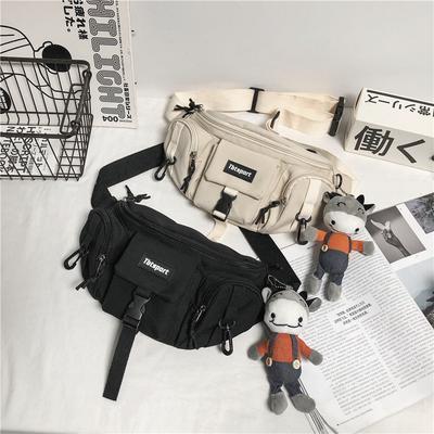 Locomotive Street Wind Ins Neutral Canvas Breast Bag Japanese and Korean Casual One Shoulder Crossbody Fanny Bag