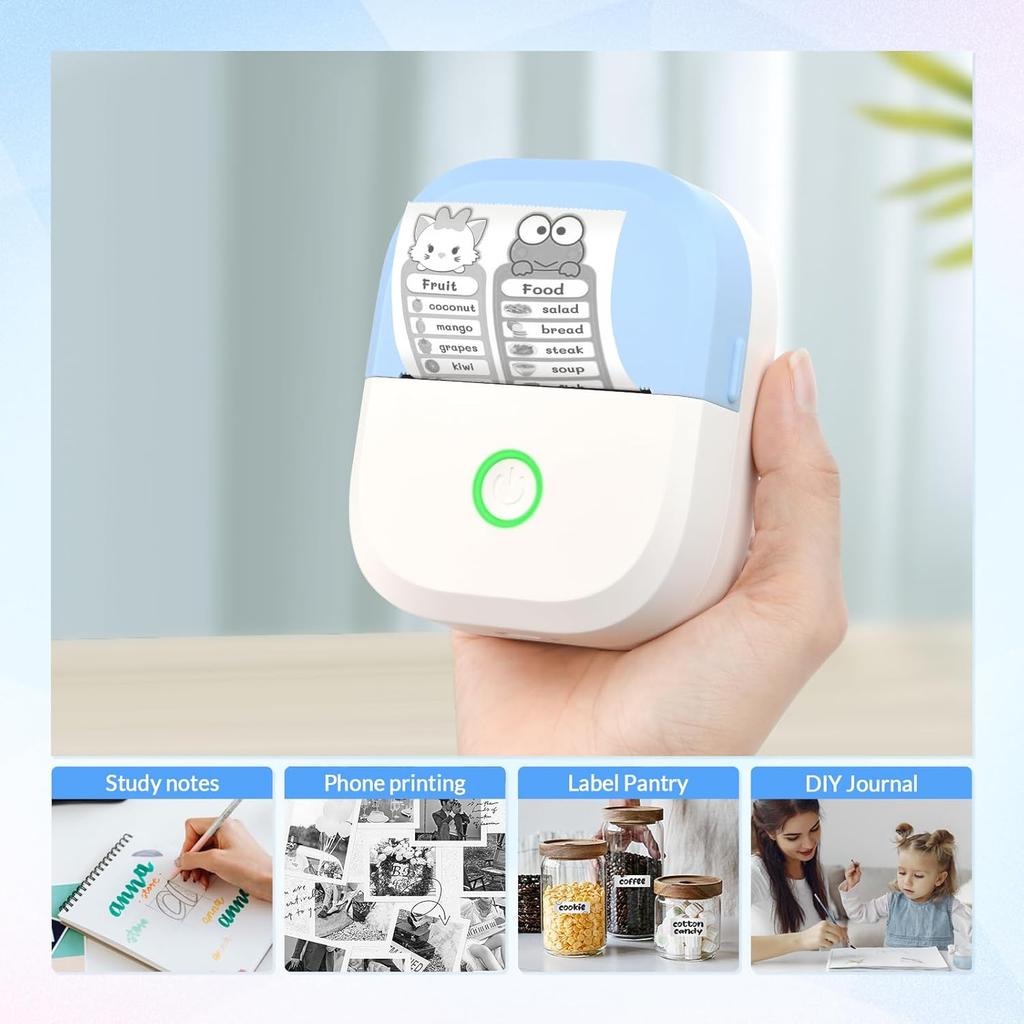 Mafiti Mini Sticker Printer Portable Thermal Inkless Wireless Bluetooth Phone Printer with AI Drawing,for Study Notes Pictures Photos Scrapbook