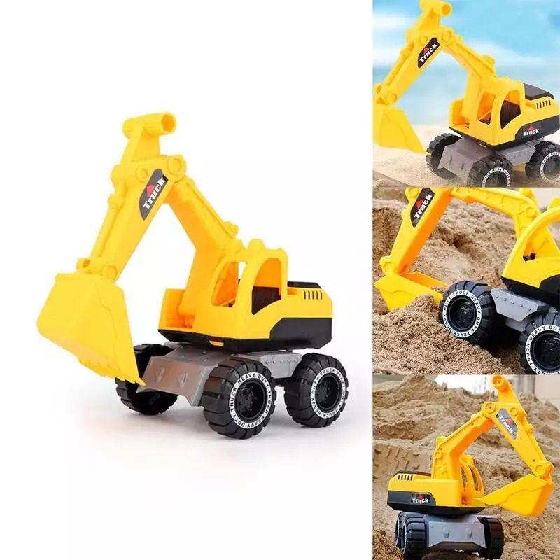 Bright Yellow Engineering Construction Truck Excavator Digger Vehicle Car Toy For Kids