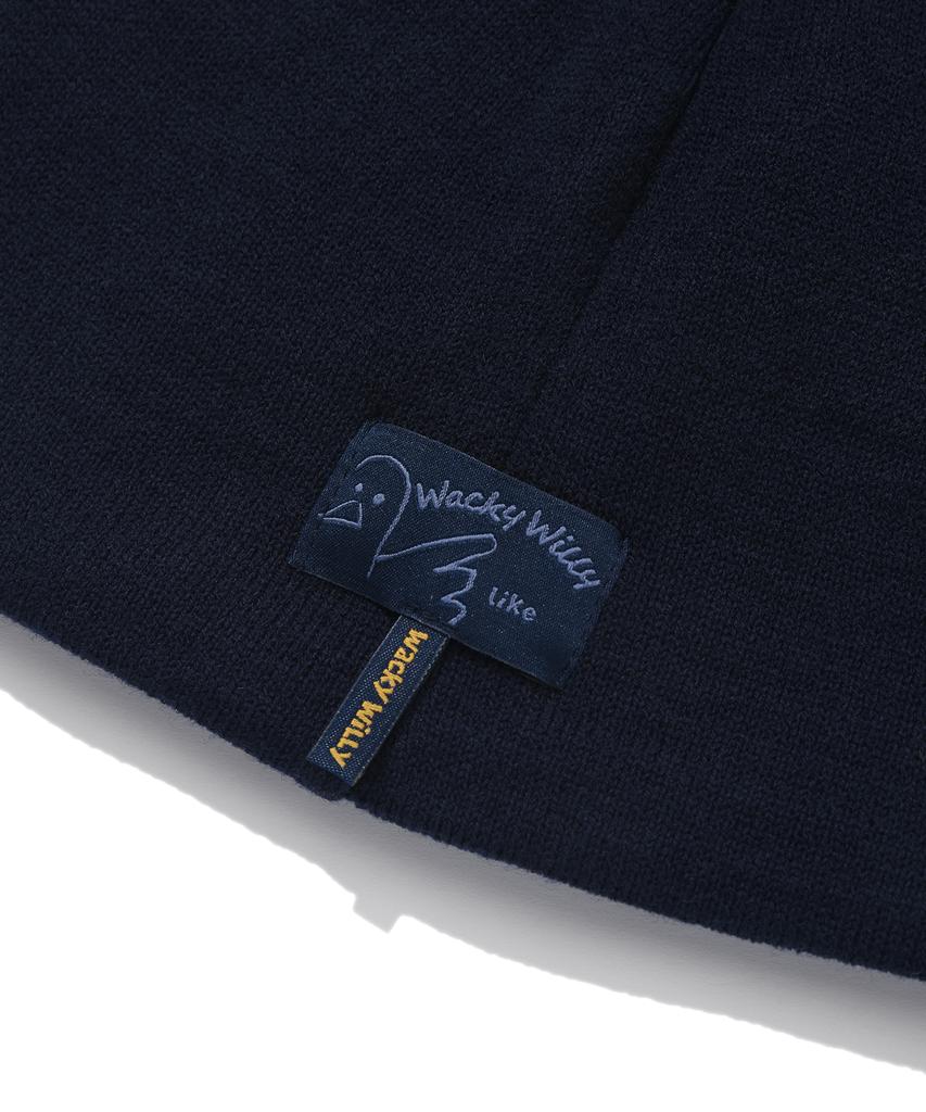 WACKY WILLY Mink Yarn Typo Beanie Navy