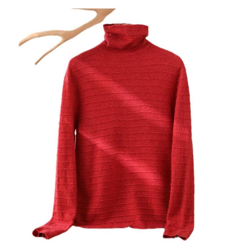 Autumn And Winter Pile-Neck Cashmere Sweater Solid Color Cashmere First-Line Ready-To-Wear Cross-Road Sweater Loose Casual Solid Color Knitted Sweater