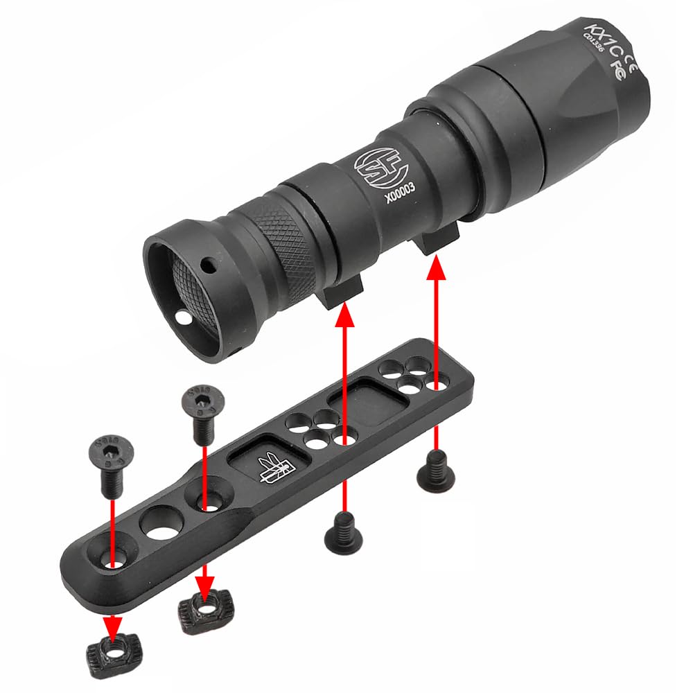 Ryohin Buhin M-LOK Compatible In-Line Light Mount for SF M300/M600 Mod Lights, Black with Engraving (HSP Thorntail2 SBR Replica)