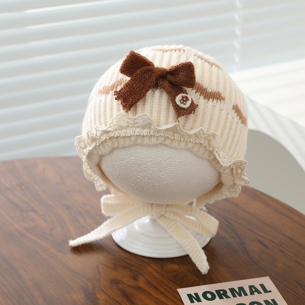 Windproof Knitted Baby Hat: Warm Wool Pointed Top with Ear Protection for Newborn Girls