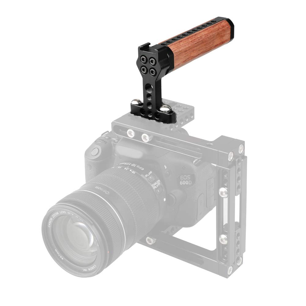 CAMVATE Cheese Handle Top Handle, Natural Wood Grip with 1/4" & 3/8" Screw Holes, Photography Aid, Compatible with GH5 and 5D Mark III Cages