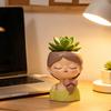 Schattige Meisjesgezicht Bloempot, Hars Meisjeshoofd Bloempot, Decoratieve Kleine Plantenpot voor Vetplanten Cactus Bureau Balkon Decoratie